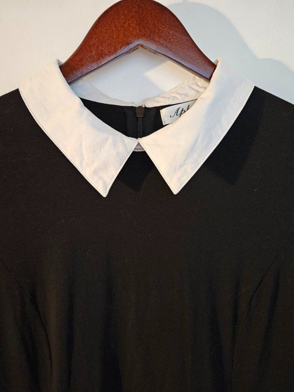 Black collared long sleeve dress